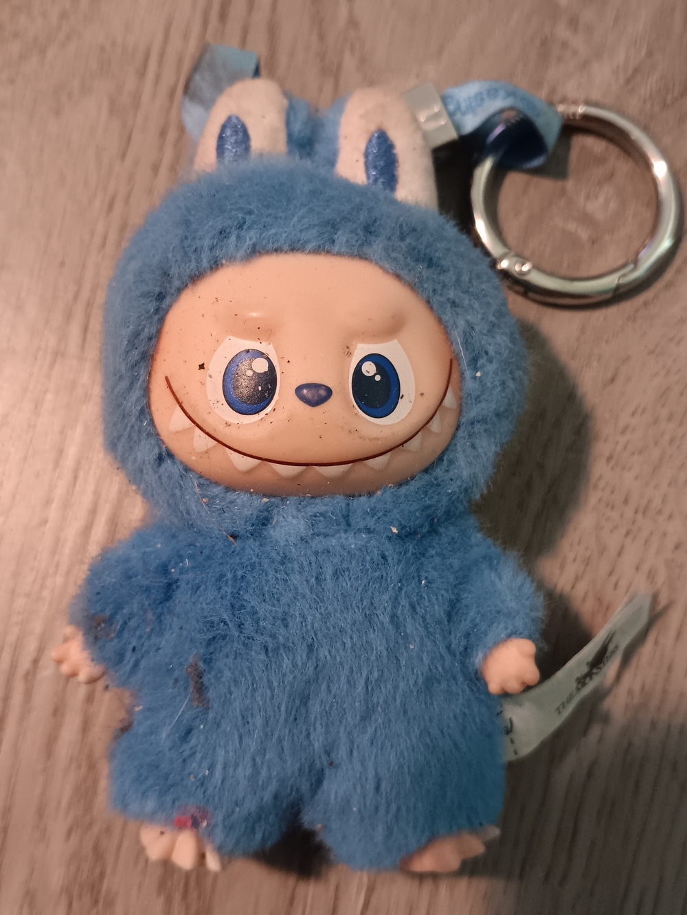 Blue Plush Labubu Monster Keychain Pin For Love "O"